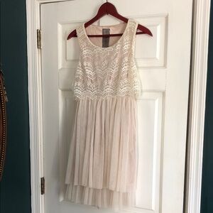 Moon Collection Cream Lace Bodice Tulle Dress